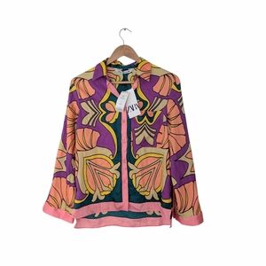 Zara Printed Pocket Resort Button-down Shirt